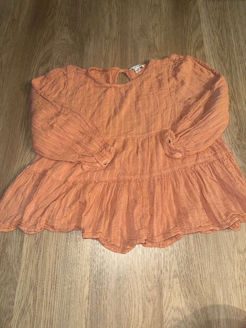 American Eagle Peach Gauze Peplum Babydoll Boho Blouse Cottagecore Top